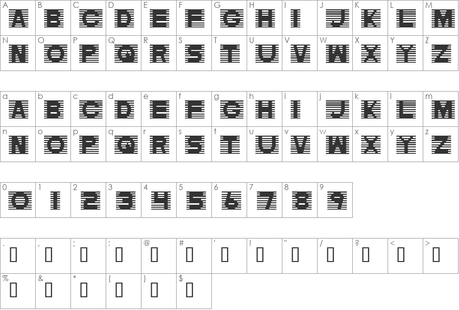 Gleamie font character map preview