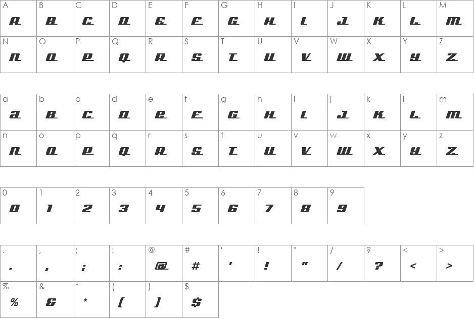 Global-SmallCapsScript font character map preview