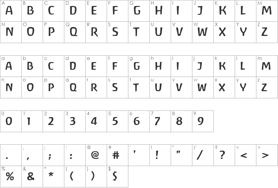 Antropos font character map preview