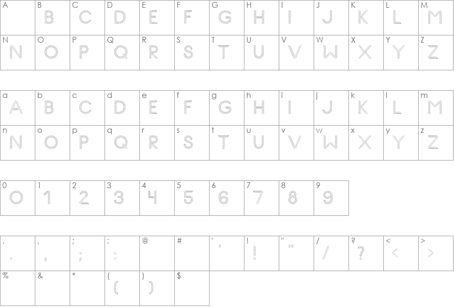 Glyph Stitch v4 font character map preview