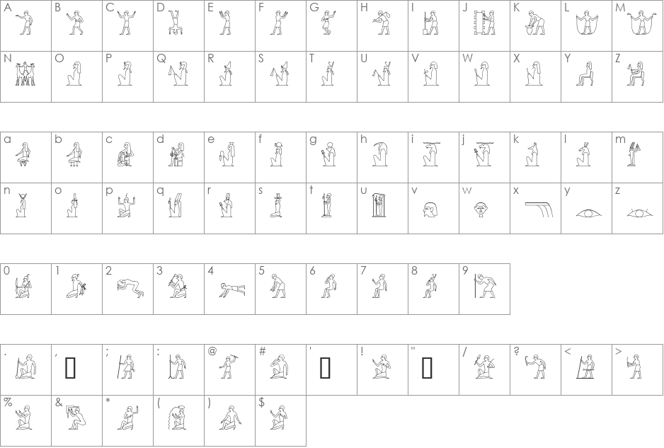 GlyphBasic1 font character map preview