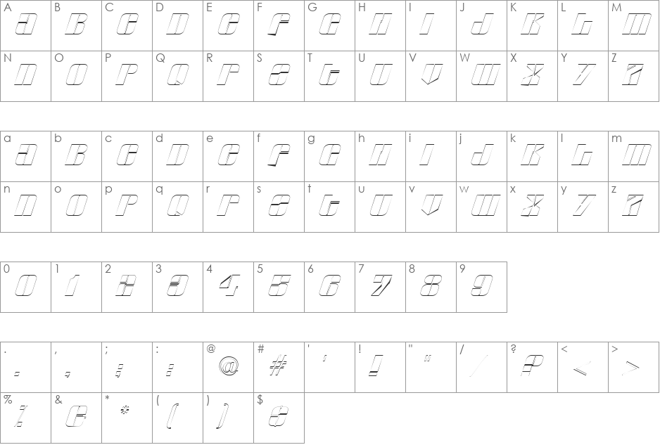 Glyphic Series Outline font character map preview