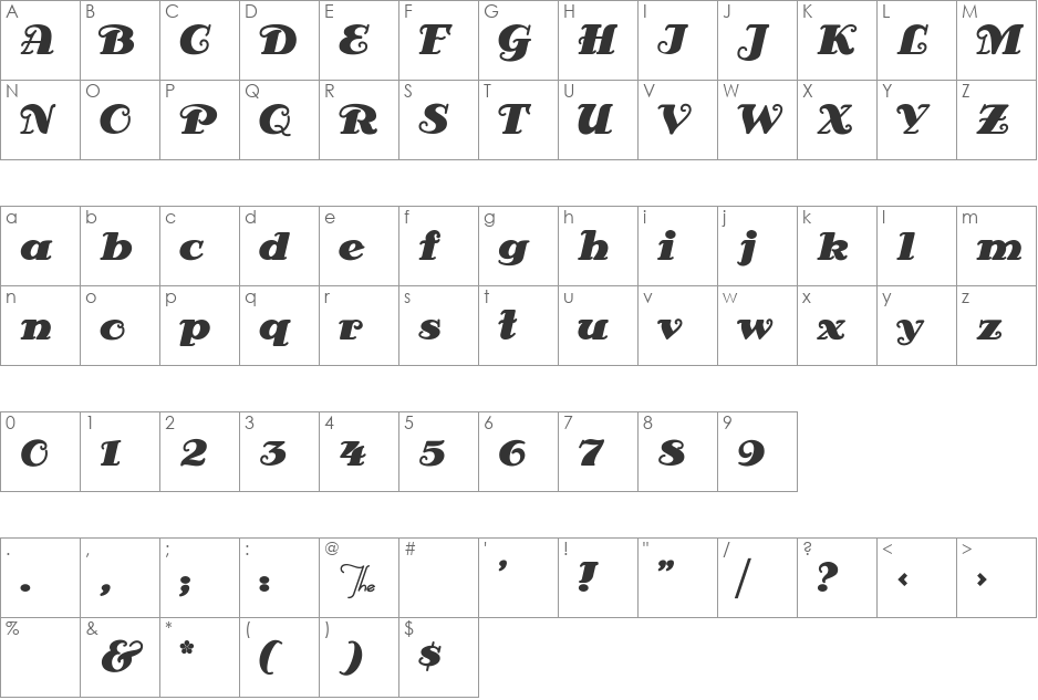 AntsyPants font character map preview