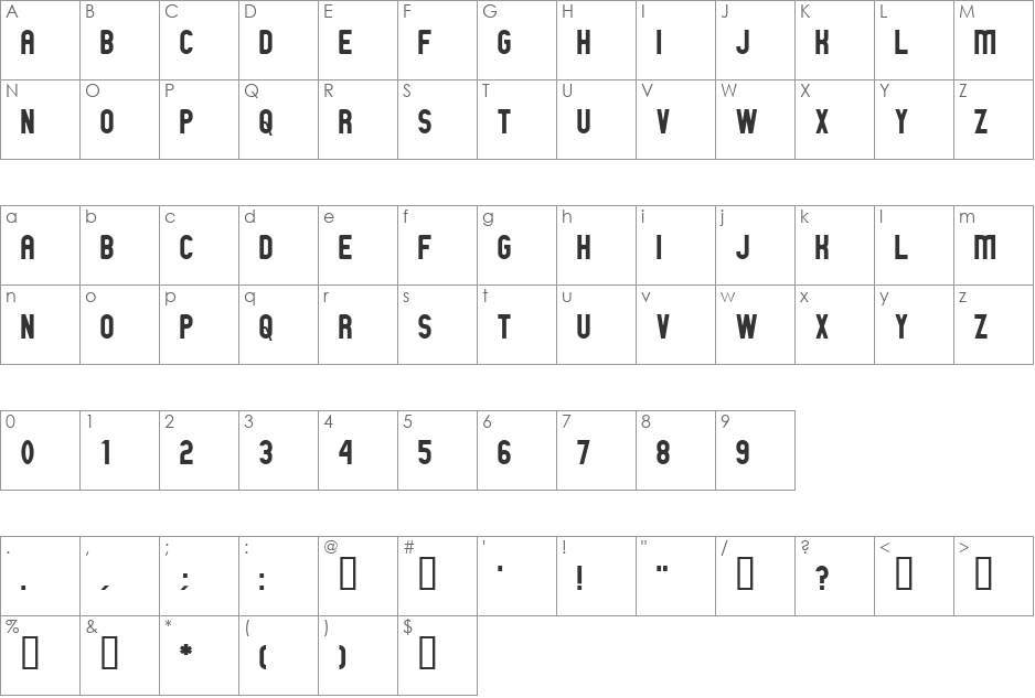 GM Exp Shadow font character map preview