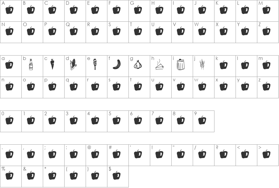 GMDoodles_Food font character map preview