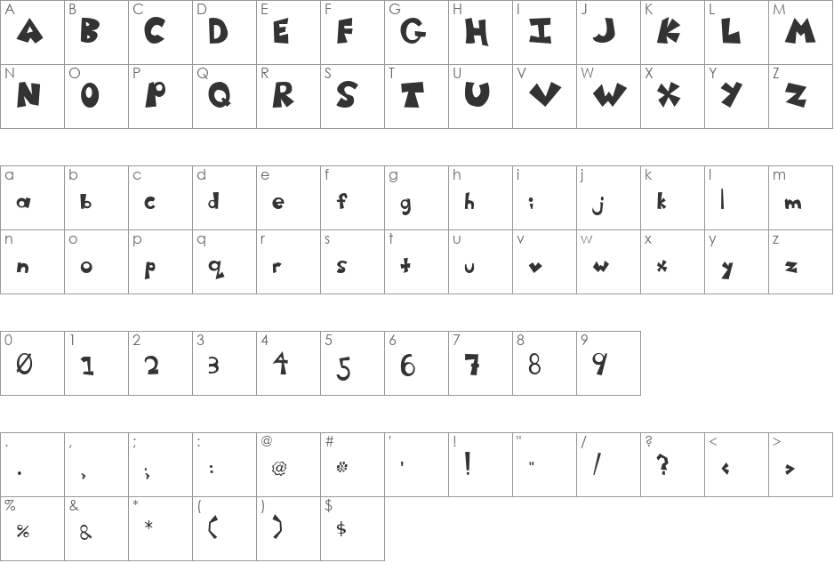 GMPokey font character map preview