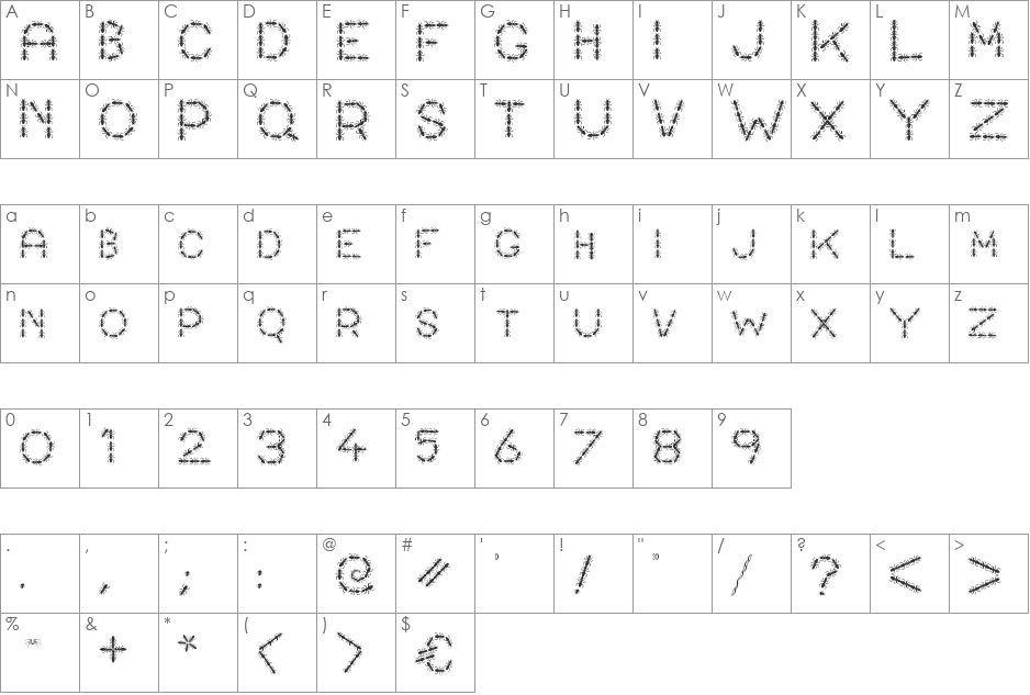 ANTY font character map preview