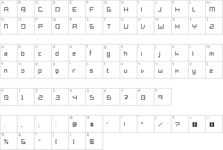 Goaliat font character map preview