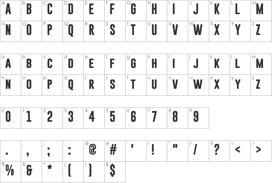 Gobold Bold font character map preview