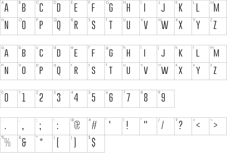 Gobold Light font character map preview