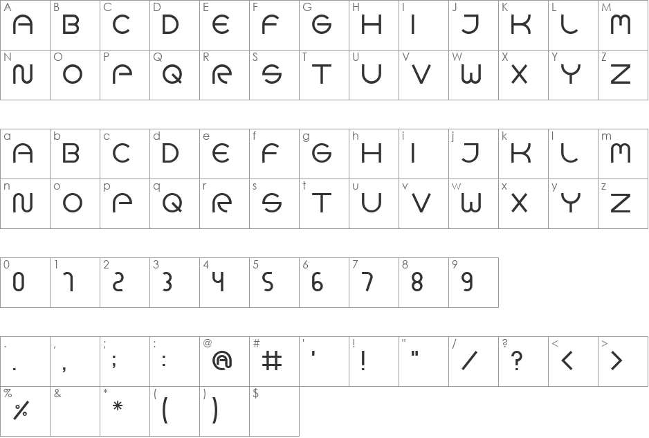 Goca logotype beta font character map preview