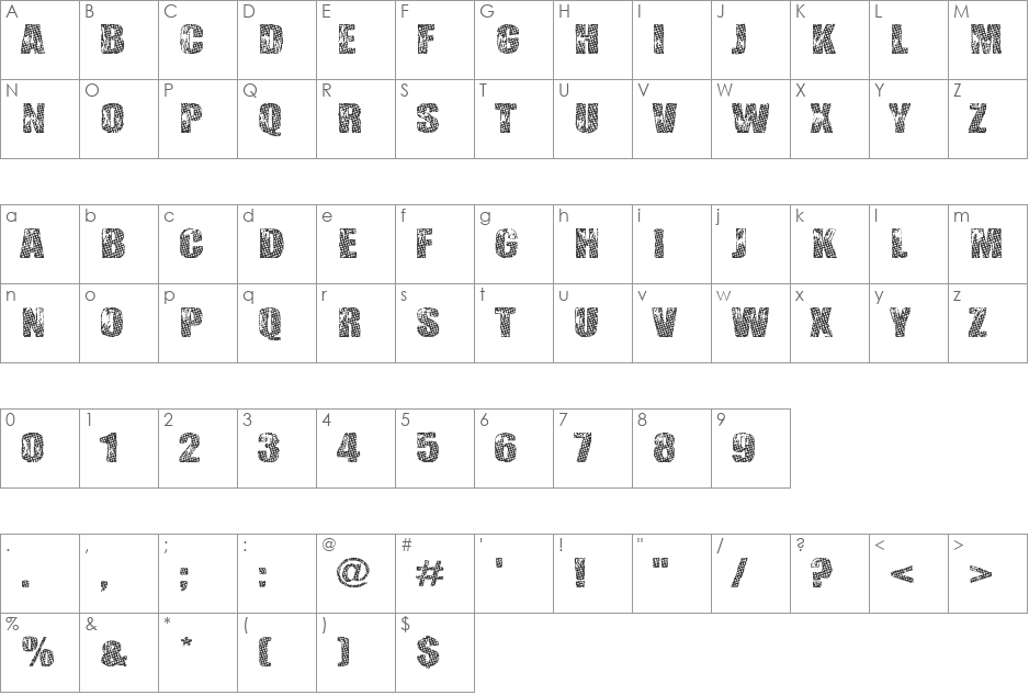 Gogol, Simone & Monroe font character map preview