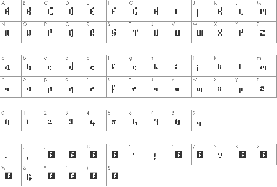 Gold font character map preview