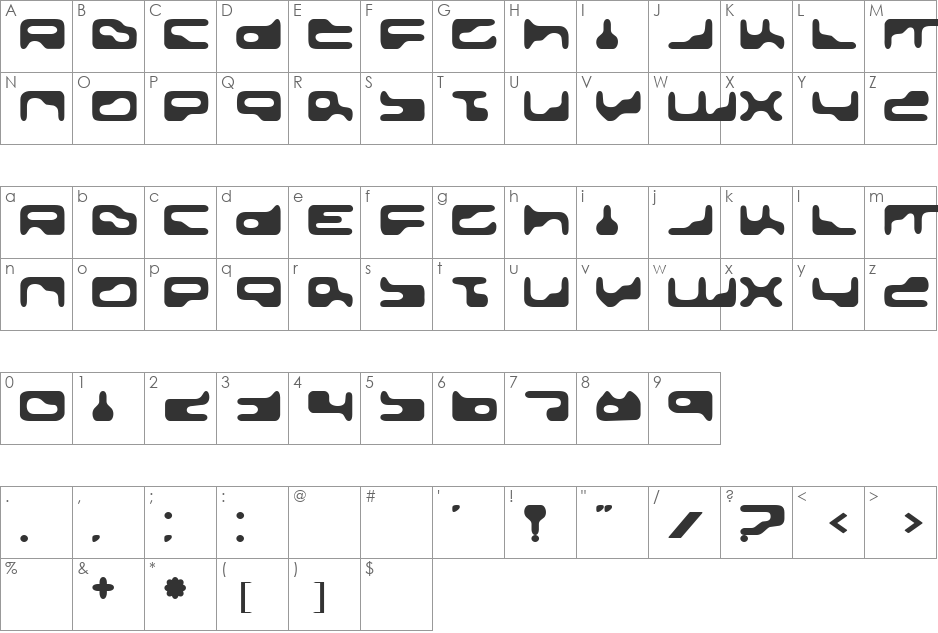 Golden Girdle font character map preview