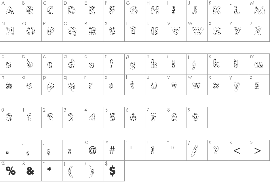 Golden Ox font character map preview