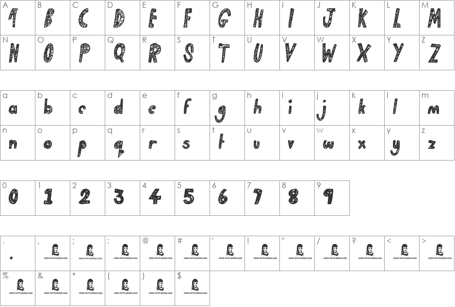 Golden Star font character map preview
