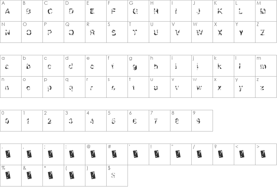GoldenLights font character map preview