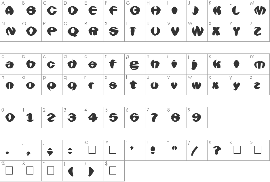 Goldfish font character map preview