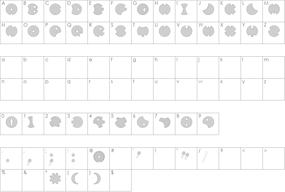 GOLFABET font character map preview