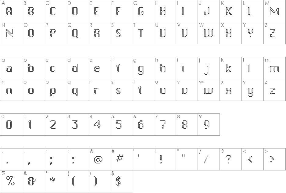 GollanBill font character map preview