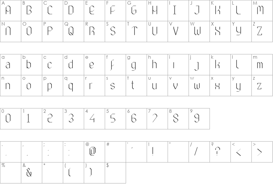 Gomawo font character map preview