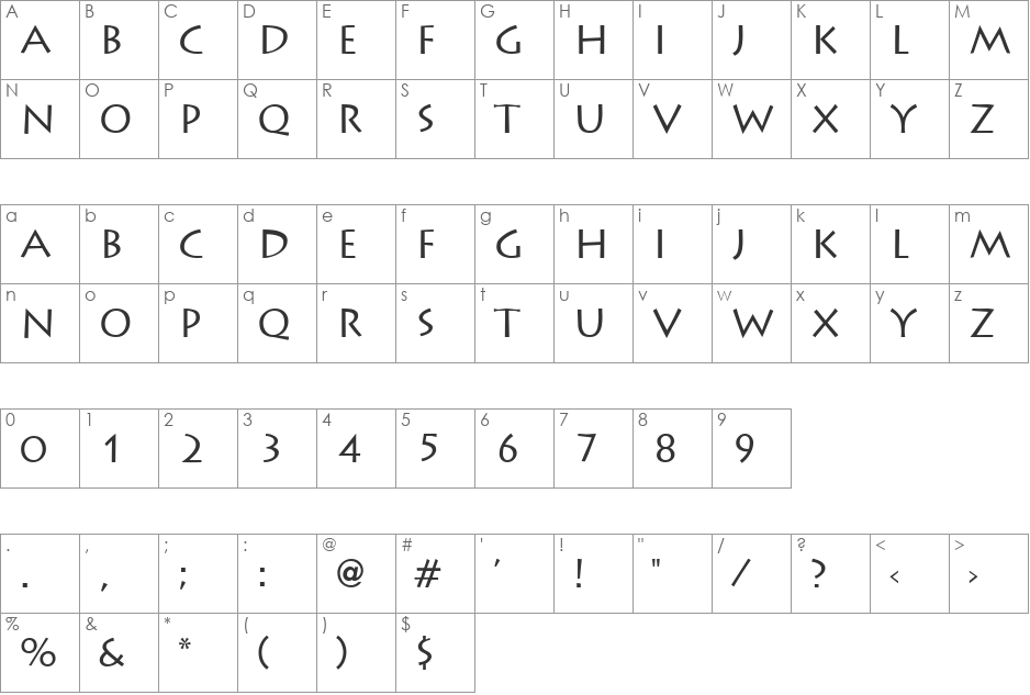 Gomorrah font character map preview