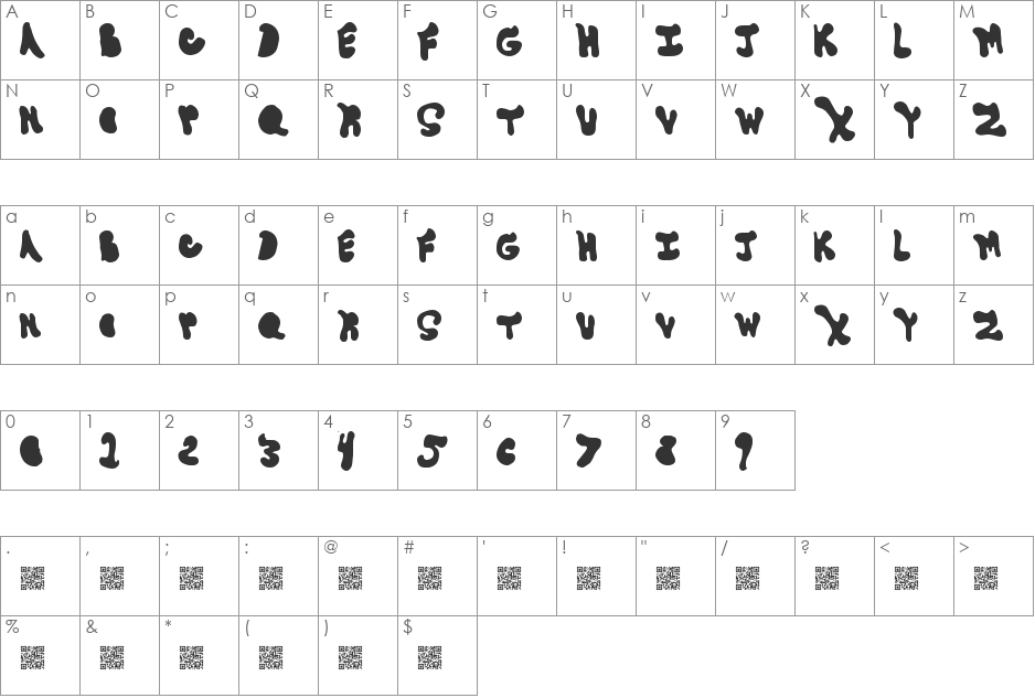GoneAway font character map preview