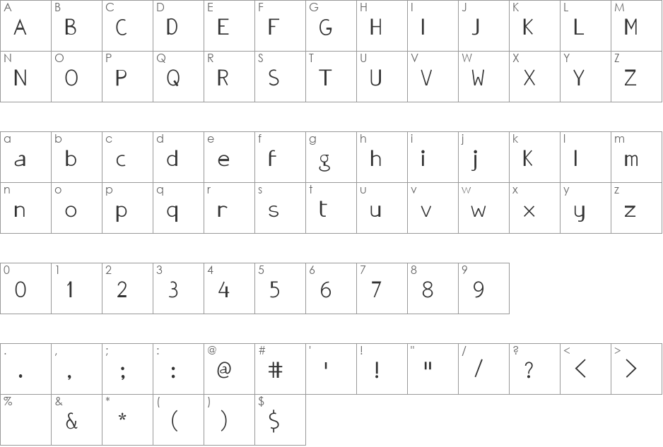 GonzaPlus font character map preview