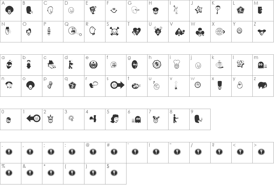 Good Head font character map preview