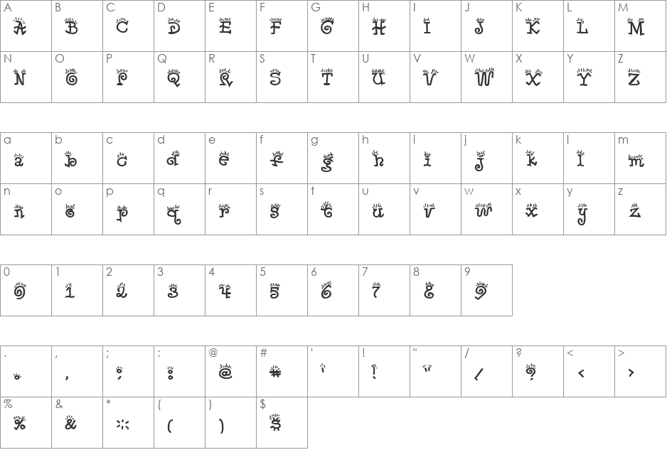 Good Morning font character map preview