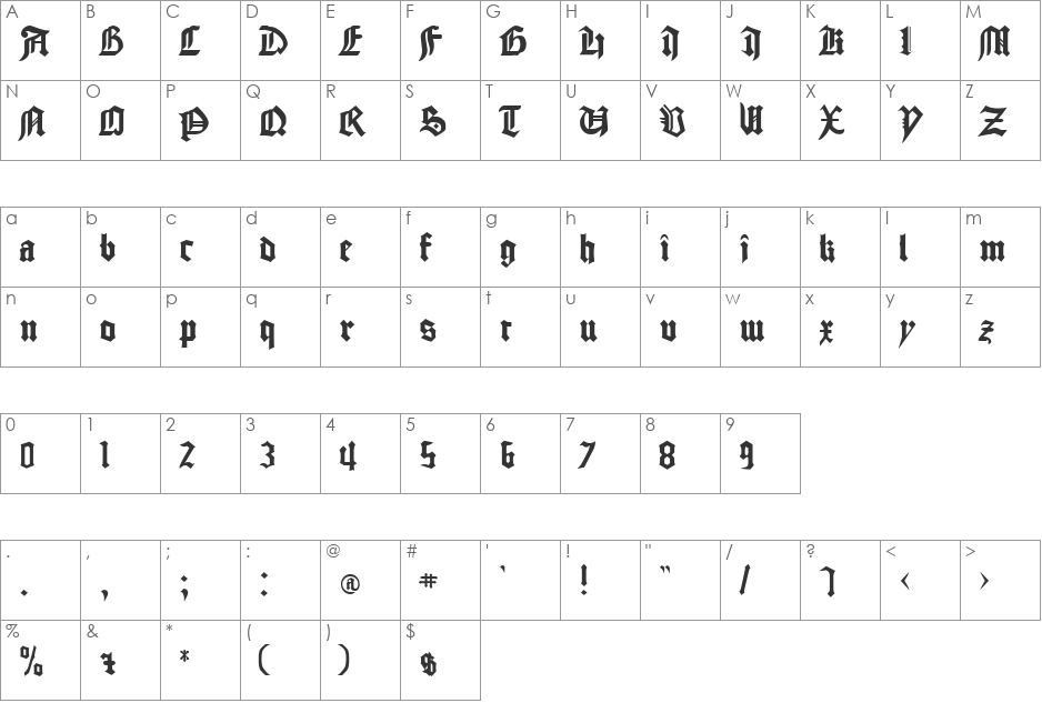 GOODCITY font character map preview