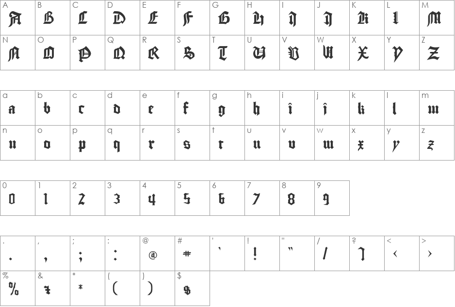 GoodCityModern font character map preview