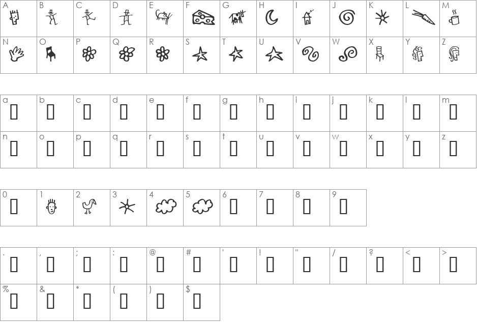GoodDog font character map preview