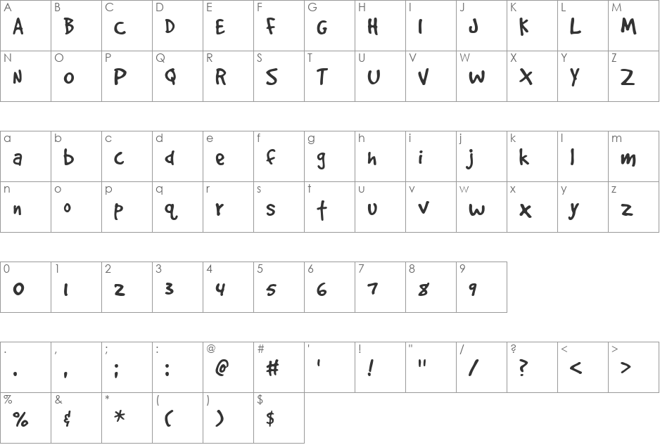 GoodDog Plain font character map preview