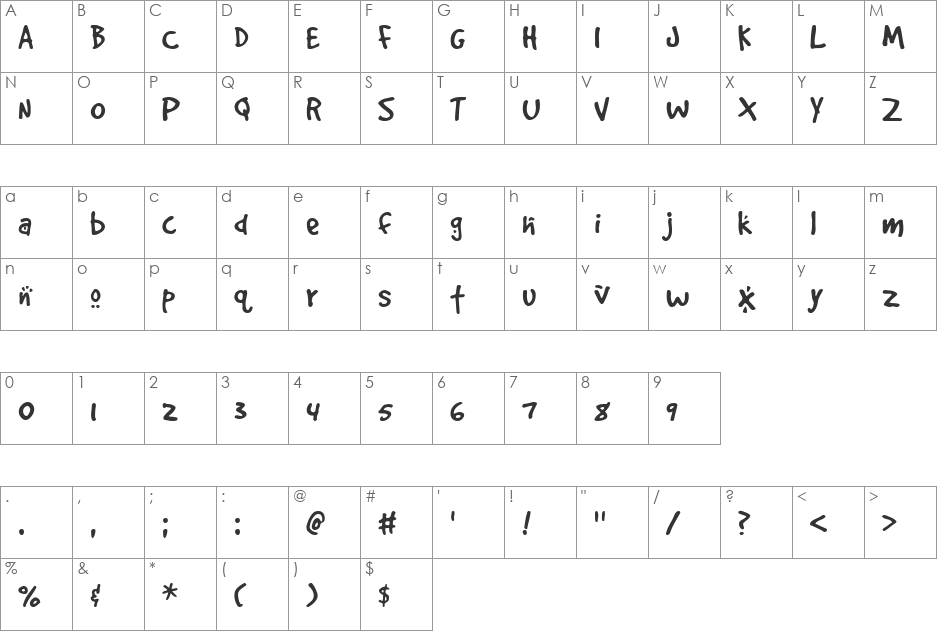 GoodDogCool font character map preview
