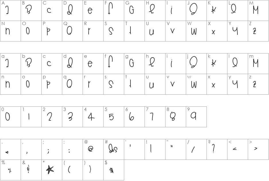 GoodMorning font character map preview