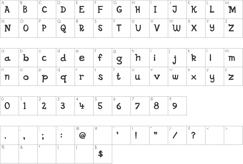 Goose font character map preview
