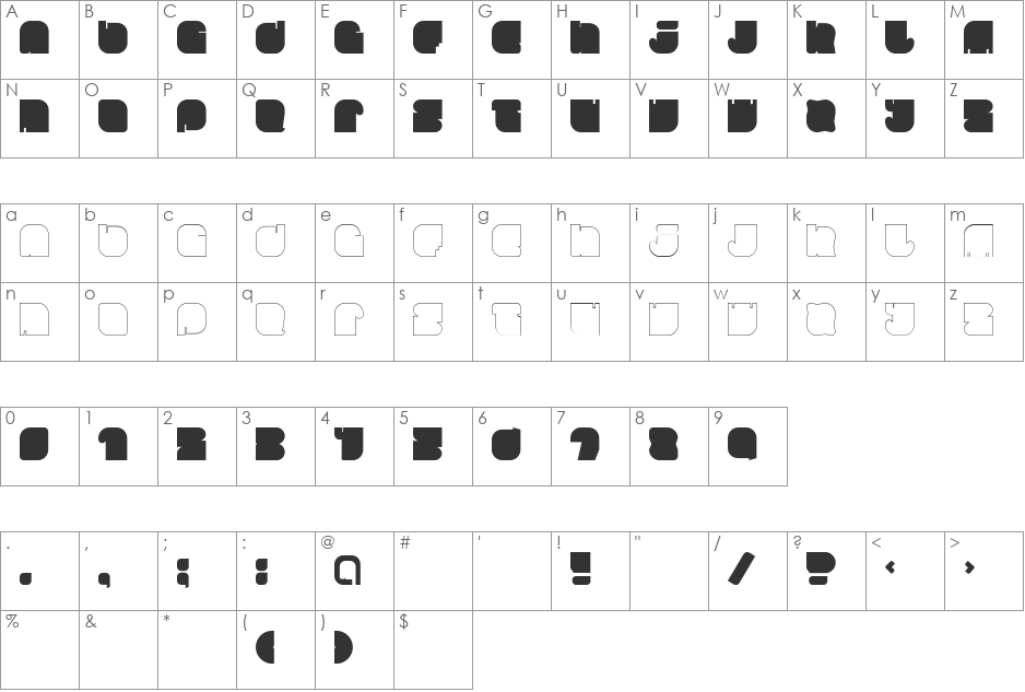 Gordala font character map preview