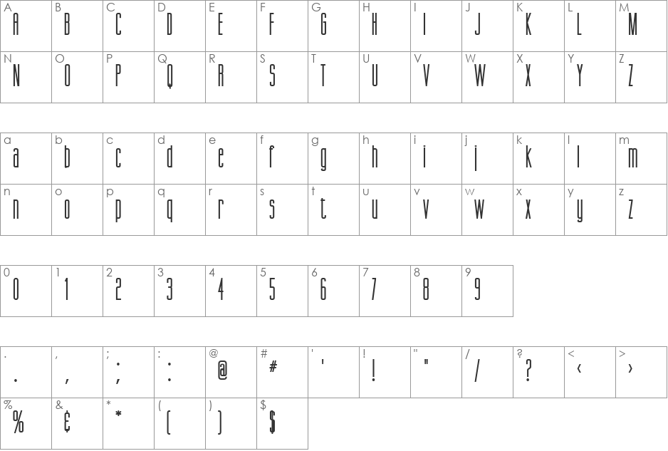 Gorgio font character map preview