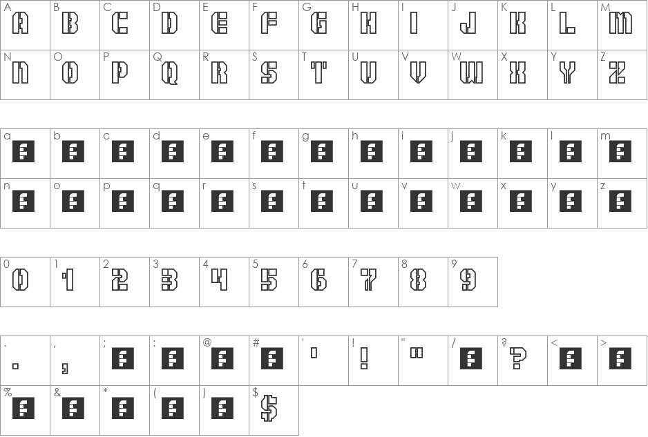 Goshawk Military II font character map preview