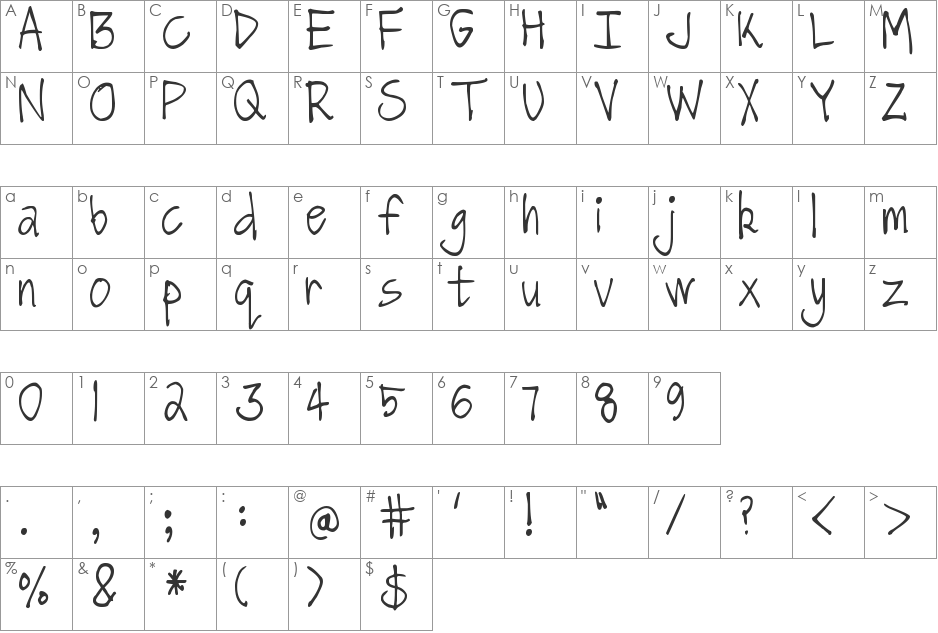 Got No Time For That font character map preview