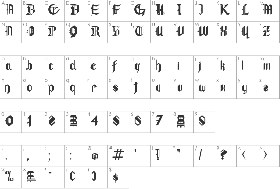 Gotham Lullaby font character map preview