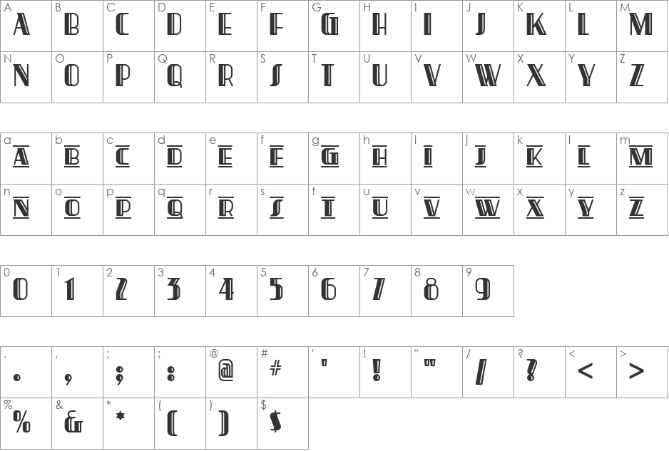 Gotham Rail Company NF font character map preview