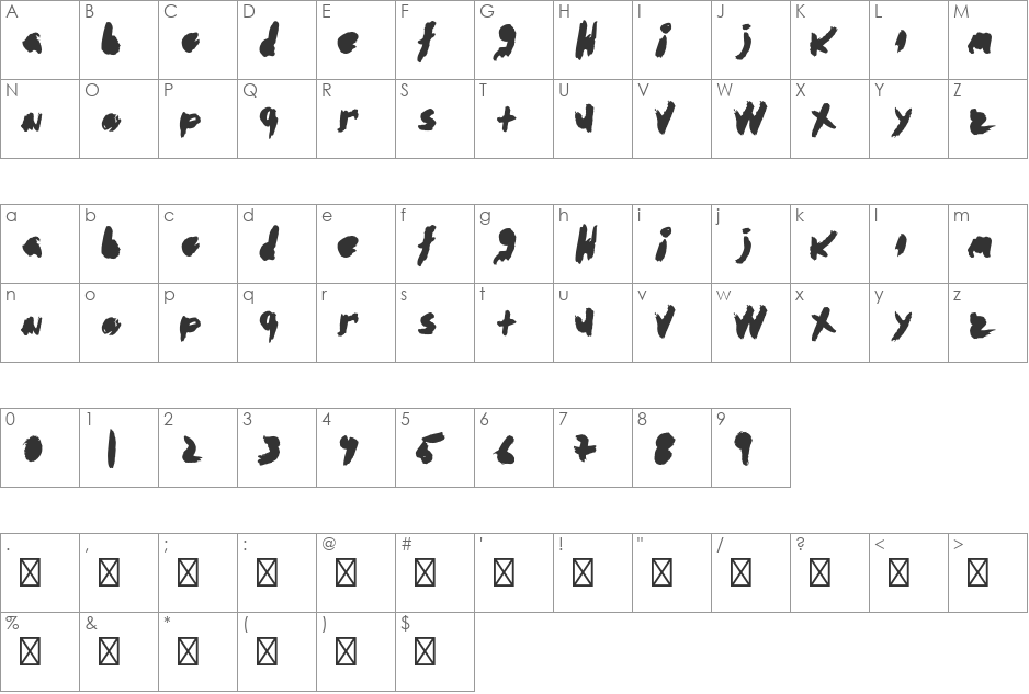 abstracto font character map preview
