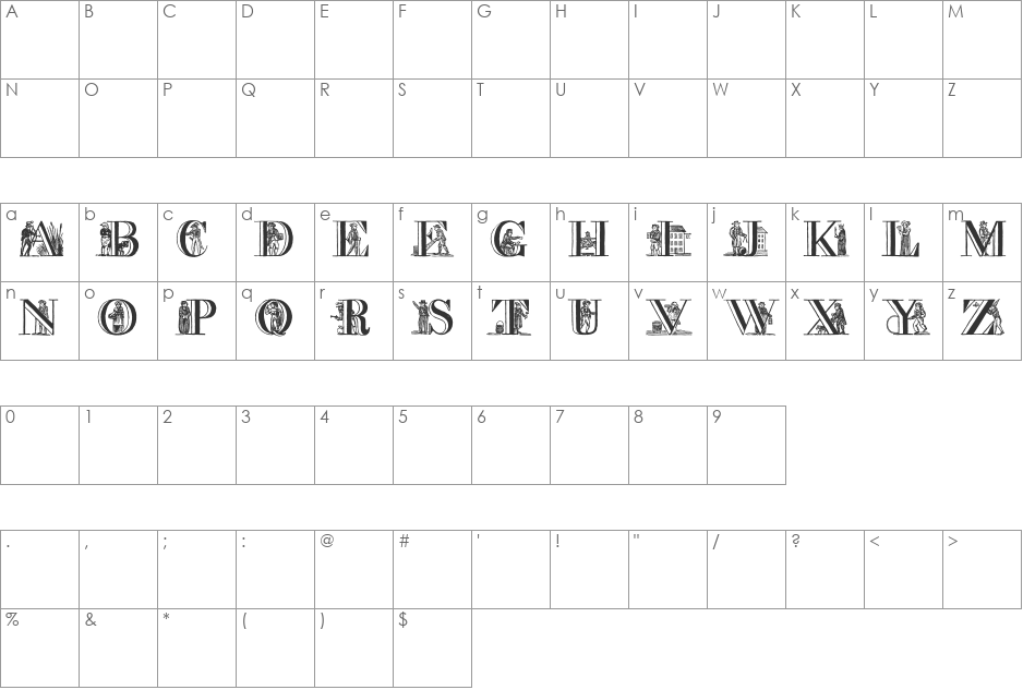 a picture alphabet font character map preview