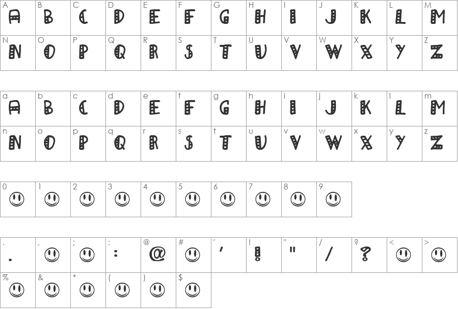 aPapa font character map preview