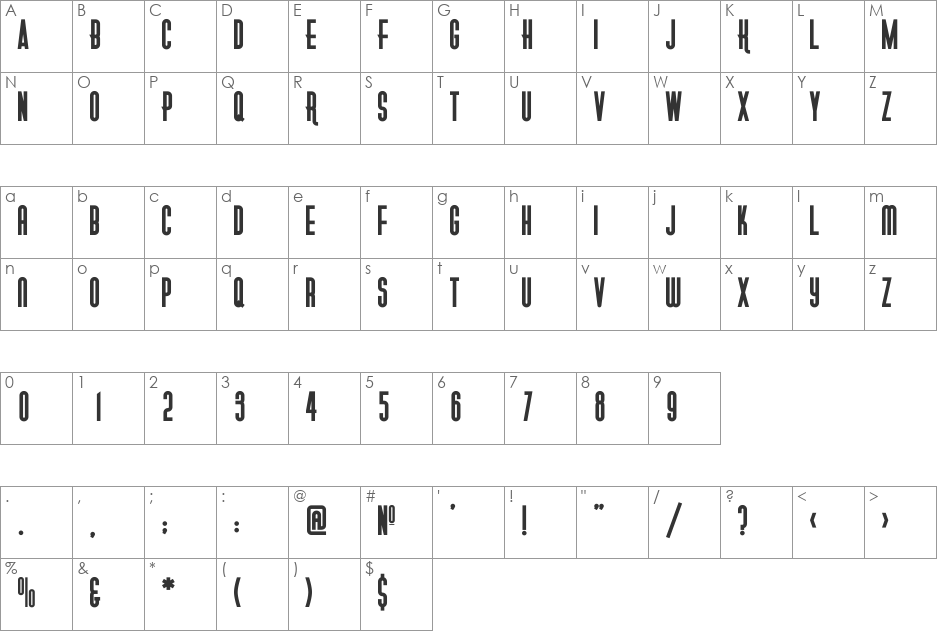 Gotica Moderna Bold KK font character map preview