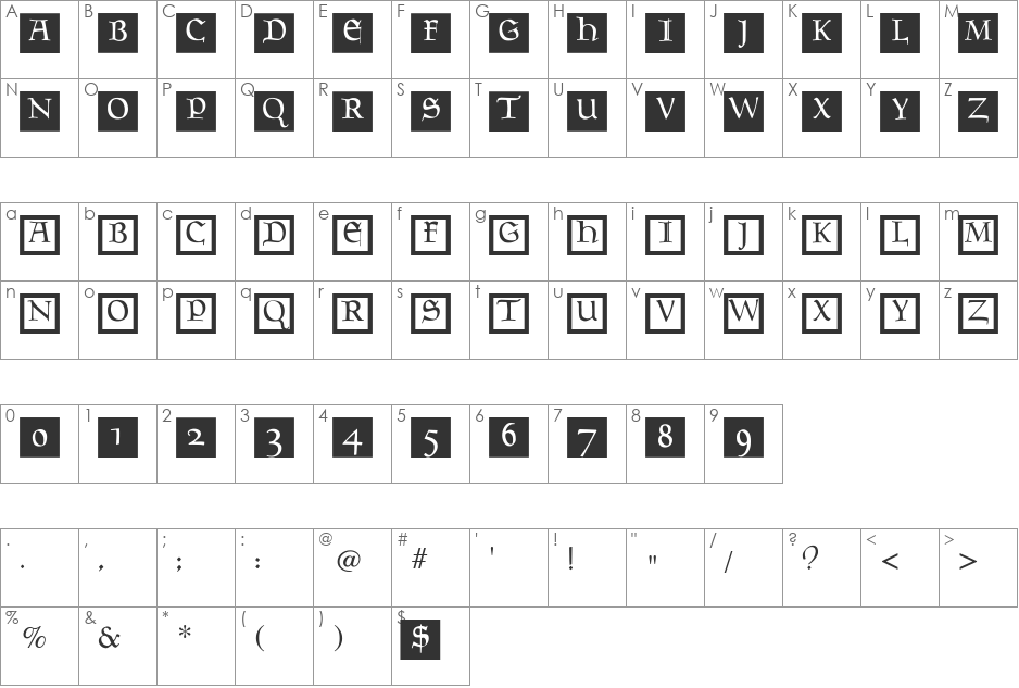 GoudamentBricks font character map preview