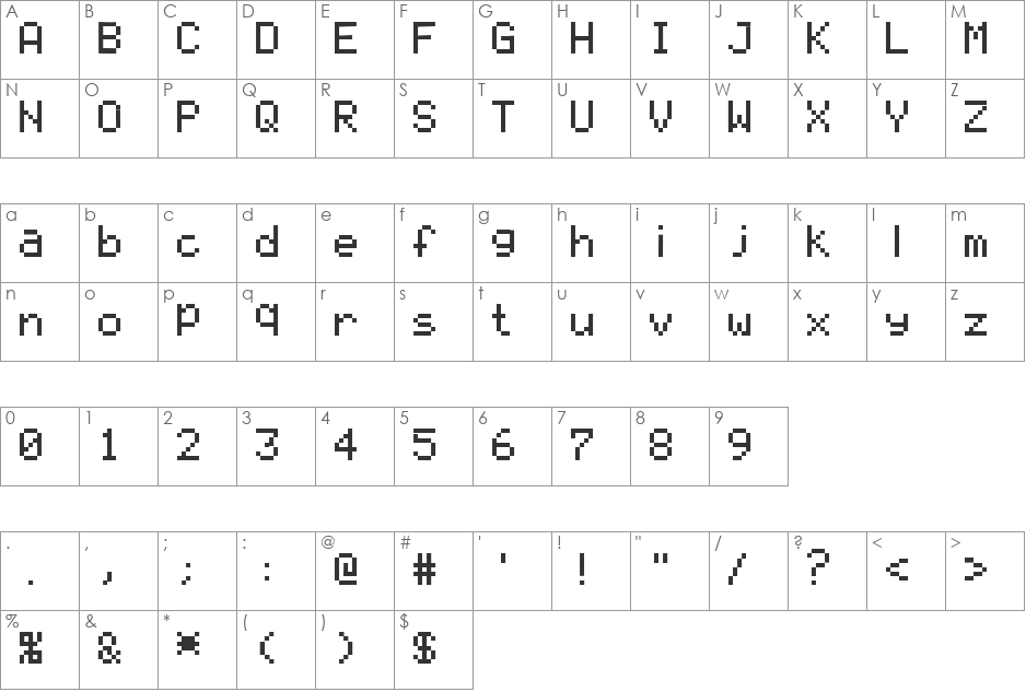 GP4_LCD_Font2 font character map preview
