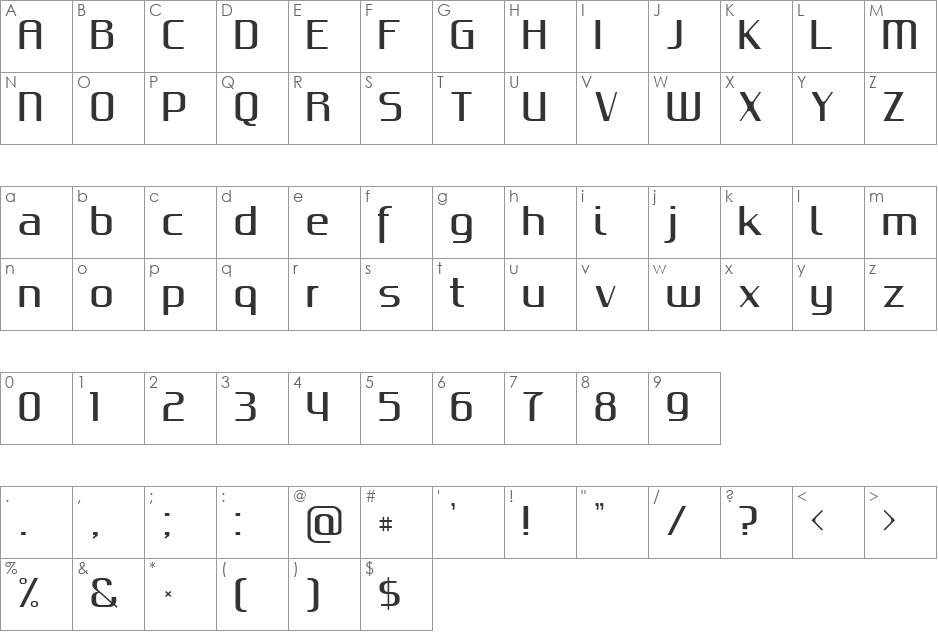 Gputeks font character map preview